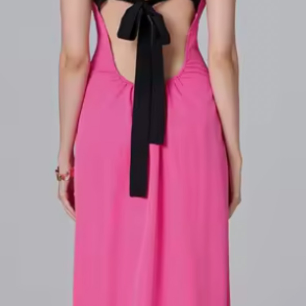 Pink Back-Tie Maxi Dress by